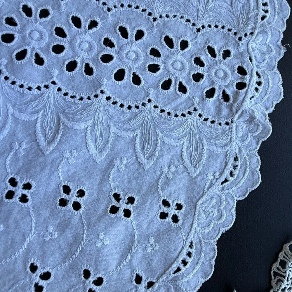 Vintage White Lace Doily Set 4 Piece Crocheted Eyelet Battenburg Mixed Lot